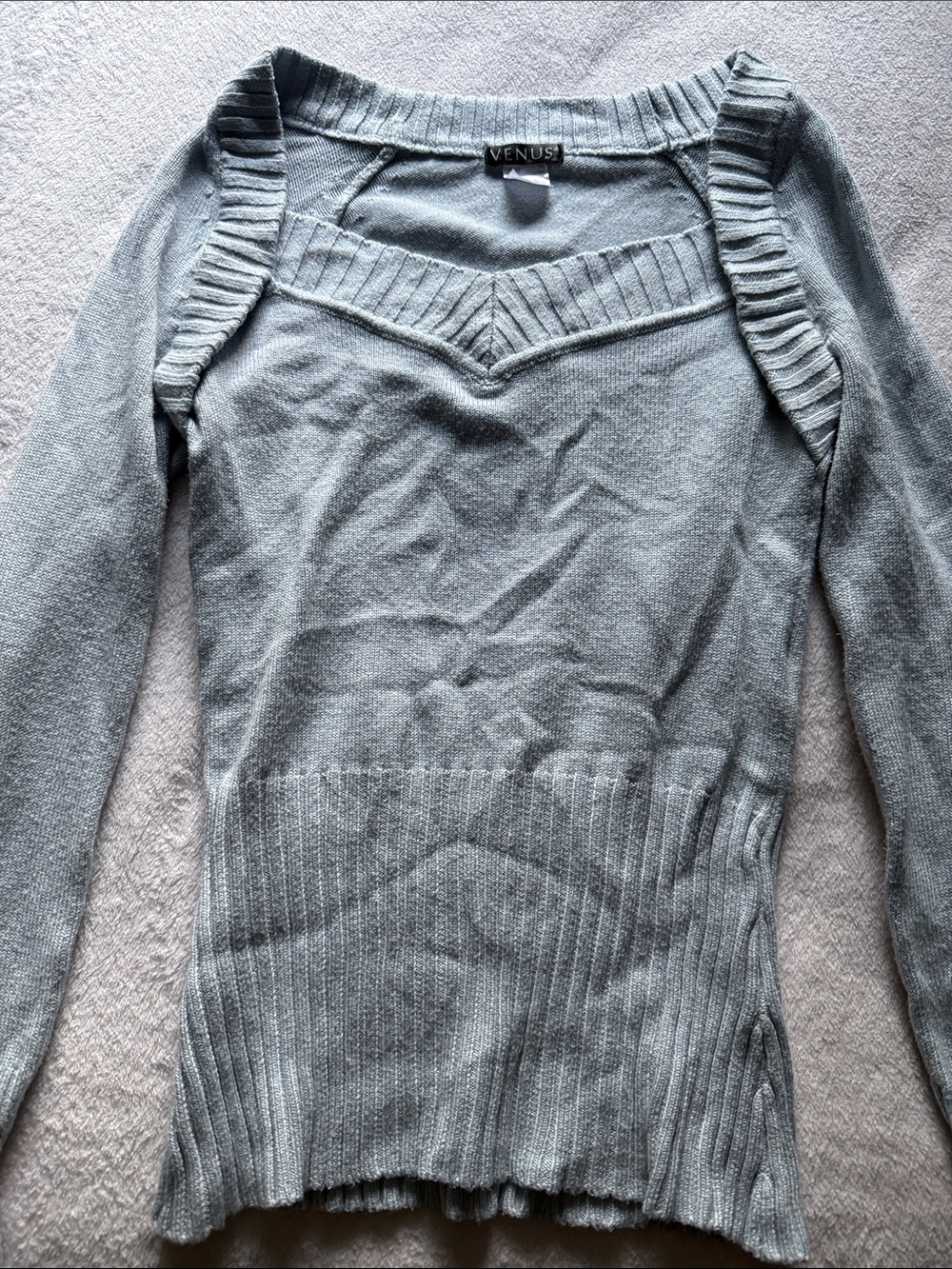 VENUS Light Gray Crewneck Sweater Top